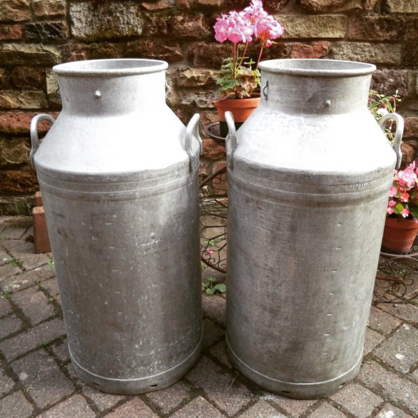 milk churns pair
